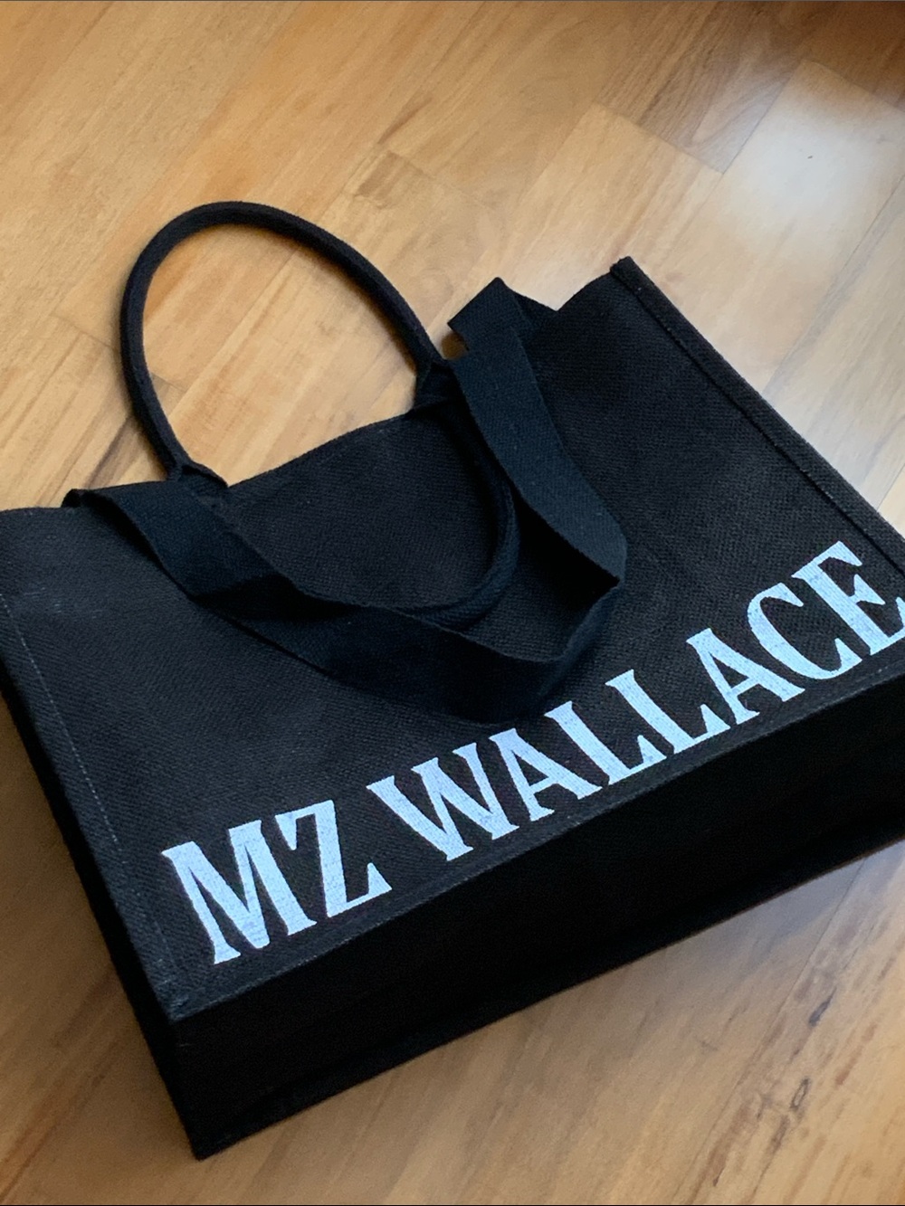 MZ WALLACE black burlap tote bag MZ WALLACE TOTE BAG